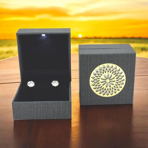 Wood LED Light Box for Top or Earring (Grey, 2.75 x 2.75) in Saudi Arabia