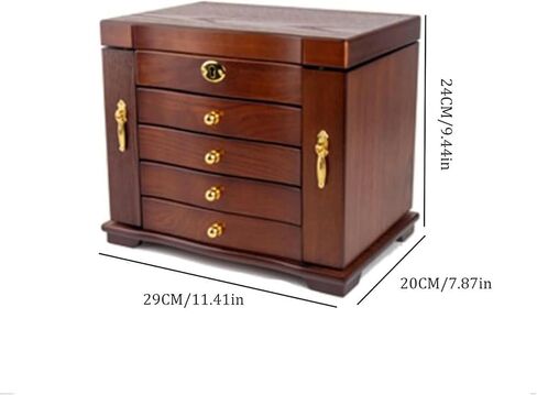 Elegant 4-Drawer Hardwood Jewelry Armoire, Large Mirrored Organizer with Lock in Kuwait