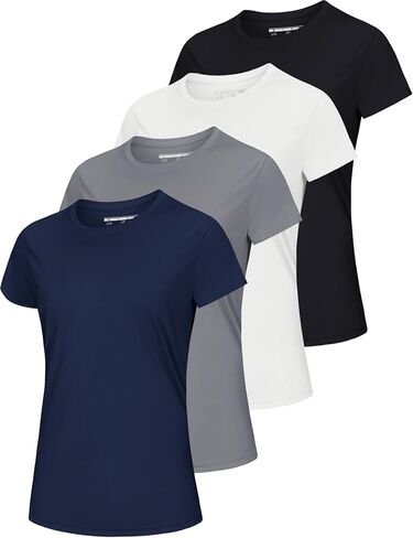 Magcomsen 4 Pack Women's Short Sleeve Thirts Therts UPF 50+ رطوبة فتيل واقي جاف مناسب للركض الرياضي. in Saudi Arabia