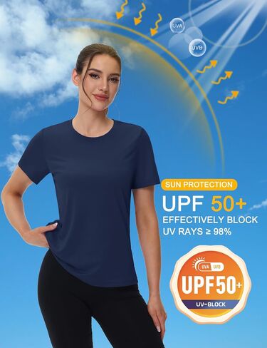 Magcomsen 4 Pack Women's Short Sleeve Thirts Therts UPF 50+ رطوبة فتيل واقي جاف مناسب للركض الرياضي. in Saudi Arabia
