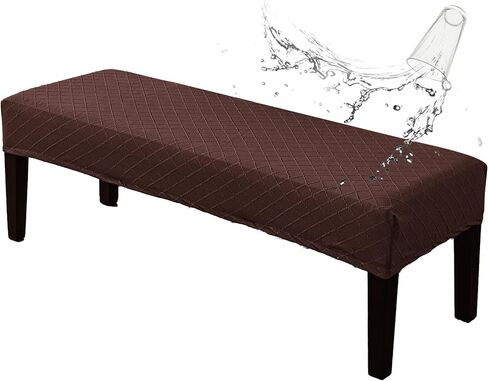 Waterproof Dining Room Bench Covers, Stretch Jacquard Bench Seat Protector Cover, Rectangular Bench Cover for bedrooms, Living Rooms, Kitchens, Removable, Washable (Beige) in Saudi Arabia
