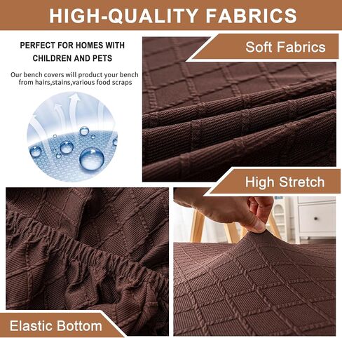 Waterproof Dining Room Bench Covers, Stretch Jacquard Bench Seat Protector Cover, Rectangular Bench Cover for bedrooms, Living Rooms, Kitchens, Removable, Washable (Beige) in Saudi Arabia