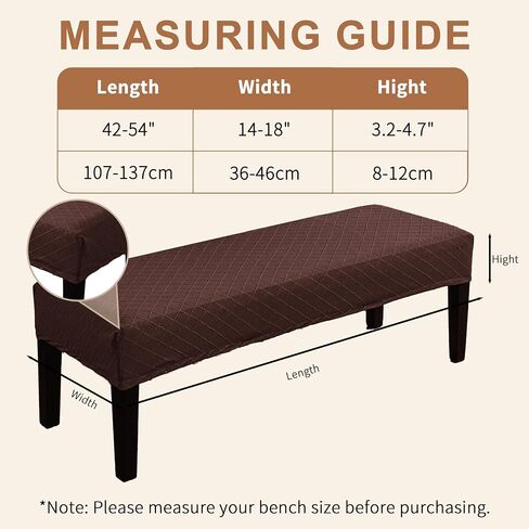 Waterproof Dining Room Bench Covers, Stretch Jacquard Bench Seat Protector Cover, Rectangular Bench Cover for bedrooms, Living Rooms, Kitchens, Removable, Washable (Beige) in Saudi Arabia