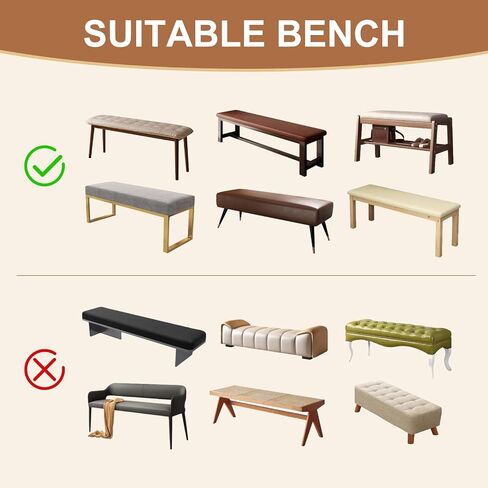 Waterproof Dining Room Bench Covers, Stretch Jacquard Bench Seat Protector Cover, Rectangular Bench Cover for bedrooms, Living Rooms, Kitchens, Removable, Washable (Beige) in Saudi Arabia