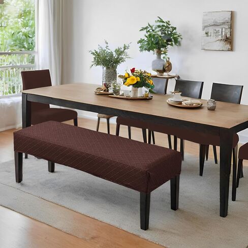 Waterproof Dining Room Bench Covers, Stretch Jacquard Bench Seat Protector Cover, Rectangular Bench Cover for bedrooms, Living Rooms, Kitchens, Removable, Washable (Beige) in Saudi Arabia
