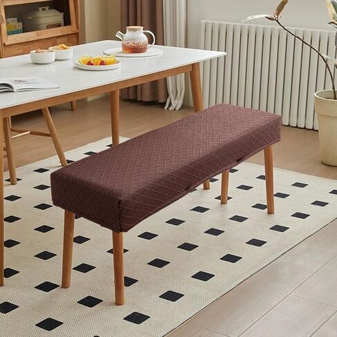 Waterproof Dining Room Bench Covers, Stretch Jacquard Bench Seat Protector Cover, Rectangular Bench Cover for bedrooms, Living Rooms, Kitchens, Removable, Washable (Beige) in Saudi Arabia