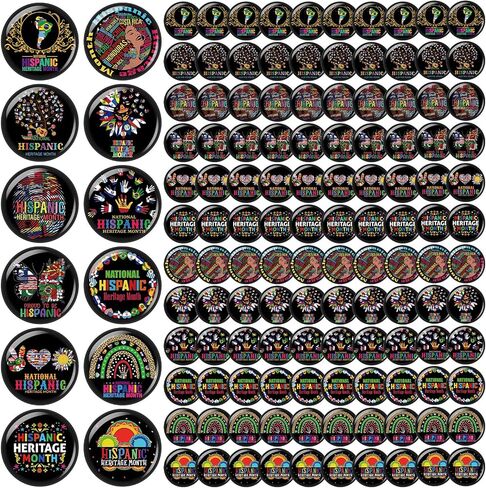 200/400 Pcs Hispanic Heritage Month Buttons Pins Bulk Spanish Heritage Month Buttons Badges 1.5'' Mini Round Brooches Pins for Hispanic Gift Decorations in Saudi Arabia