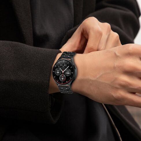 SUPLINK Stainless Steel Case and Band Compatible with Samsung Galaxy Watch 6 Band 44mm/Galaxy Watch 5 Band 44mm/Galaxy Watch 4 Band 44mm,Solid Rugged Galaxy Watch 6 5 4 Case Strap for Men,Black in Kuwait