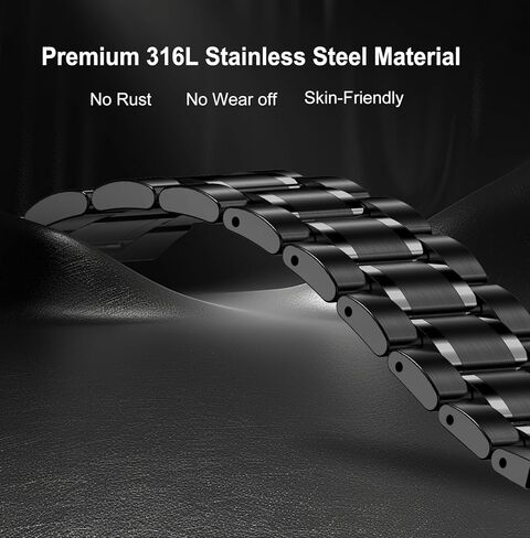 SUPLINK Stainless Steel Case and Band Compatible with Samsung Galaxy Watch 6 Band 44mm/Galaxy Watch 5 Band 44mm/Galaxy Watch 4 Band 44mm,Solid Rugged Galaxy Watch 6 5 4 Case Strap for Men,Black in Kuwait