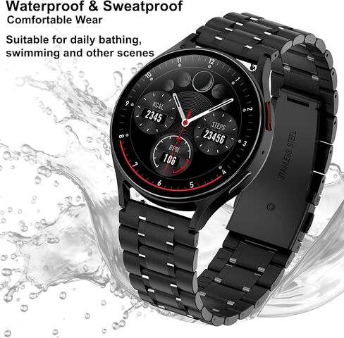 SUPLINK Stainless Steel Case and Band Compatible with Samsung Galaxy Watch 6 Band 44mm/Galaxy Watch 5 Band 44mm/Galaxy Watch 4 Band 44mm,Solid Rugged Galaxy Watch 6 5 4 Case Strap for Men,Black in Kuwait