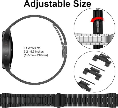 SUPLINK Stainless Steel Case and Band Compatible with Samsung Galaxy Watch 6 Band 44mm/Galaxy Watch 5 Band 44mm/Galaxy Watch 4 Band 44mm,Solid Rugged Galaxy Watch 6 5 4 Case Strap for Men,Black in Kuwait