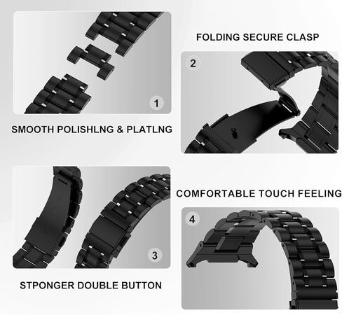 SUPLINK Stainless Steel Case and Band Compatible with Samsung Galaxy Watch 6 Band 44mm/Galaxy Watch 5 Band 44mm/Galaxy Watch 4 Band 44mm,Solid Rugged Galaxy Watch 6 5 4 Case Strap for Men,Black in Kuwait