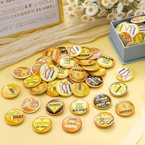 QUELAY 200 PCS أزرار التوعية بسرطان الطفولة بالجملة 1.5 في دبابيس الشريط الصفراء أزرار التوعية بالسرطان الملهمة لمكافحة دبوس الشريط المصنوع in Saudi Arabia