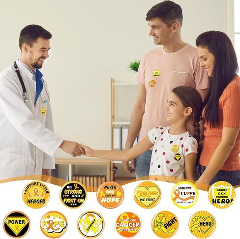 QUELAY 200 PCS أزرار التوعية بسرطان الطفولة بالجملة 1.5 في دبابيس الشريط الصفراء أزرار التوعية بالسرطان الملهمة لمكافحة دبوس الشريط المصنوع in Saudi Arabia