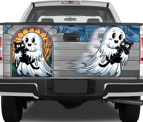 ThangPham Shop Halloween Cute Ghost Truck Tailgate Wrap – Truck Tailgate Wrap with Halloween Theme in Saudi Arabia
