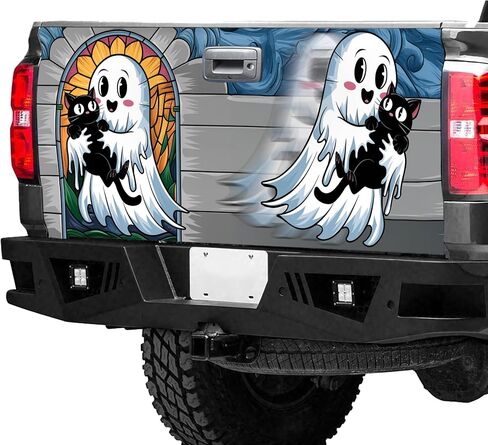 ThangPham Shop Halloween Cute Ghost Truck Tailgate Wrap – Truck Tailgate Wrap with Halloween Theme in Saudi Arabia