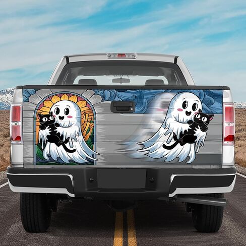 ThangPham Shop Halloween Cute Ghost Truck Tailgate Wrap – Truck Tailgate Wrap with Halloween Theme in Saudi Arabia