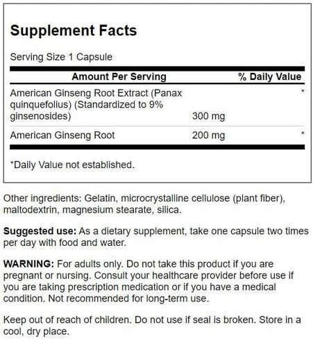 Swanson Herb American Ginseng Std 120 Caps in Kuwait