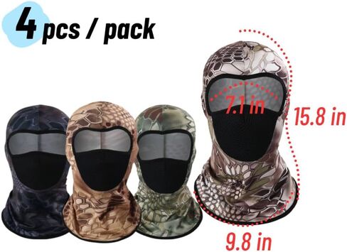 4 pcs Balaclava Face Mask Breathable Head Mask Full Face Mask Face Cover Sun Hoods for Outdoor Cycling Motorcycle in Kuwait