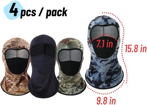4 pcs Balaclava Face Mask Breathable Head Mask Full Face Mask Face Cover Sun Hoods for Outdoor Cycling Motorcycle in Kuwait