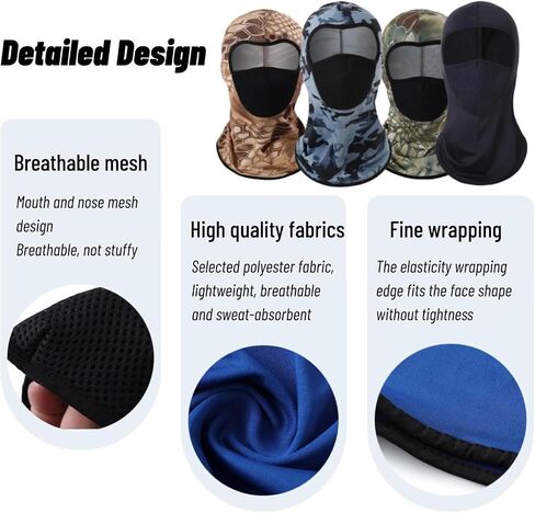 4 pcs Balaclava Face Mask Breathable Head Mask Full Face Mask Face Cover Sun Hoods for Outdoor Cycling Motorcycle in Kuwait