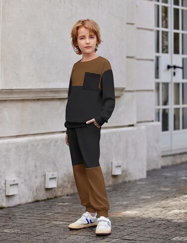 Arshiner Boys Sweatsuit Long Sleeve Crewneck Sweatshirt and Pants Fall Winter Tracksuit Set 2-10y in Saudi Arabia
