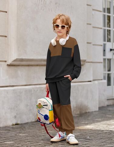 Arshiner Boys Sweatsuit Long Sleeve Crewneck Sweatshirt and Pants Fall Winter Tracksuit Set 2-10y in Saudi Arabia