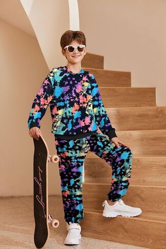 Arshiner Boys Clothes Long Sleeve Hoodie and Pants Outfit Set 2 Piece Sweatsuits for Fall Winter 6-14Y in Saudi Arabia
