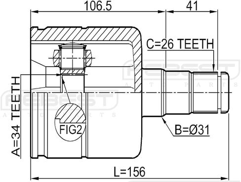3C0498103A - Inner CV Joint Left 34X31X26 For VW - Febest in Kuwait