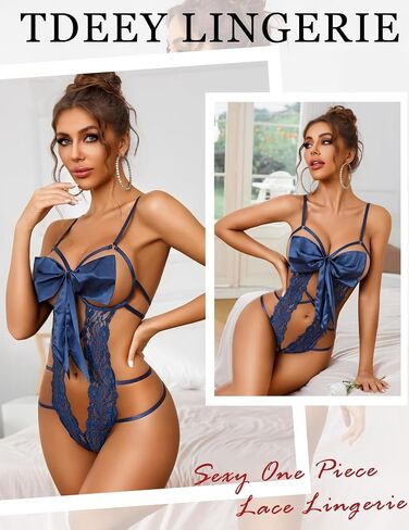 Avidlove Teddy Lingerie للنساء Deep v الرقبة قطعة واحدة babydoll boy tie bodysuit ناعمة الشريط boudoir ملابس النوم in Kuwait