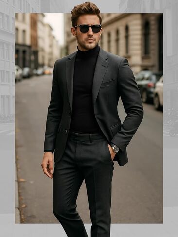 2 Pack Men Mock Turtleneck Long Sleeve Shirts Double Sided Fleece Thermal Pullover Sweater Slim Fit Base Layer Top in Saudi Arabia