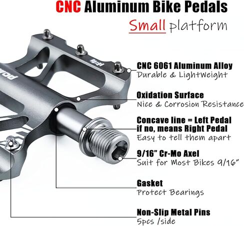 Small Flat MTB Pedals, Lightweight Red Mountain Bike Pedals, CNC Aluminum Platform Bicycle Pedals w 9/16in Cr-Mo Spindle 2Bearings 10Pins Non-Slip for Clipless Pedals Road Bike Pedals Replace in Saudi Arabia