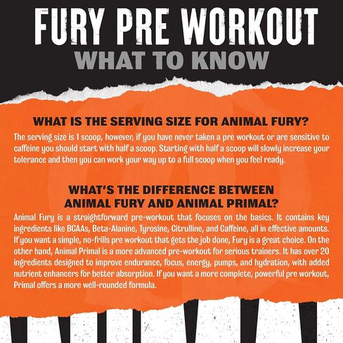 Animal Fury - Pre Workout Powder Supplement for Energy and Focus - 5g BCAA, 350mg Caffeine Nitric Oxide Without Creatine - Powerful Stimulant for Bodybuilders - Blue Raspberry in Saudi Arabia