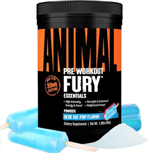 Animal Fury - Pre Workout Powder Supplement for Energy and Focus - 5g BCAA, 350mg Caffeine Nitric Oxide Without Creatine - Powerful Stimulant for Bodybuilders - Blue Raspberry in Saudi Arabia