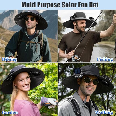 Birthday Gifts for Men Dad Husband Outdoor Wide-Brimmed Sun Hat with 2 Solar Fans,Rechargeable Built-in Fan Fisherman's Cap, Outdoor Fishing Sun Protection Gear Multi in Saudi Arabia