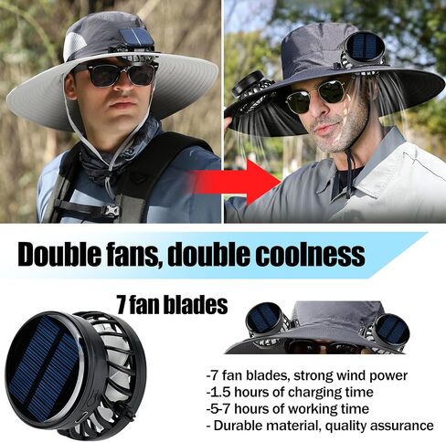 Birthday Gifts for Men Dad Husband Outdoor Wide-Brimmed Sun Hat with 2 Solar Fans,Rechargeable Built-in Fan Fisherman's Cap, Outdoor Fishing Sun Protection Gear Multi in Saudi Arabia