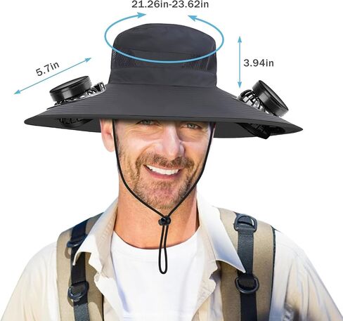 Birthday Gifts for Men Dad Husband Outdoor Wide-Brimmed Sun Hat with 2 Solar Fans,Rechargeable Built-in Fan Fisherman's Cap, Outdoor Fishing Sun Protection Gear Multi in Saudi Arabia