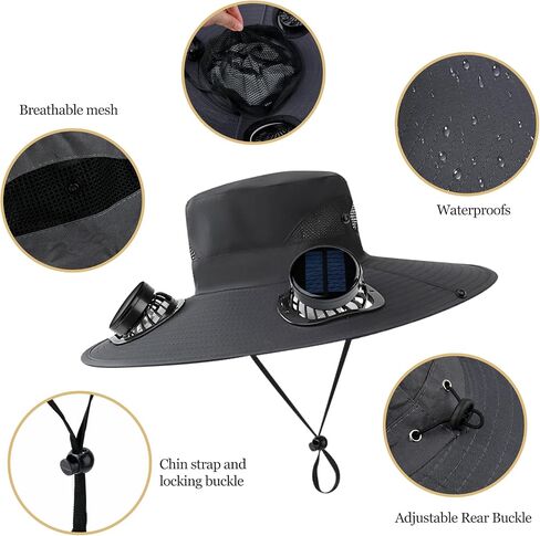 Birthday Gifts for Men Dad Husband Outdoor Wide-Brimmed Sun Hat with 2 Solar Fans,Rechargeable Built-in Fan Fisherman's Cap, Outdoor Fishing Sun Protection Gear Multi in Saudi Arabia