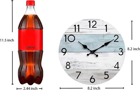 Wall Clock Silent Non-Ticking Wooden Clocks Battery Operated 8 Inch Small Country Retro Rustic and Beach Style Decorative for Kitchen, Home, Bathroom, Bedroom (Blue) in Saudi Arabia
