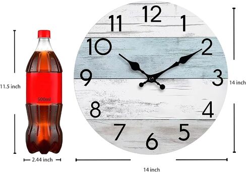 Wall Clock Silent Non-Ticking Wooden Clocks Battery Operated 8 Inch Small Country Retro Rustic and Beach Style Decorative for Kitchen, Home, Bathroom, Bedroom (Blue) in Saudi Arabia