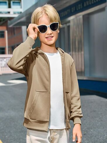 Boys Haloumoning zip Up Hoodie Sweatshirt Kids Long Sleeve Sweece Sweece مع جيوب الكنغر من 5 إلى 14 عامًا in Saudi Arabia