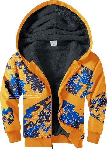 SECOOD Boys Full Zip Hoodie Fleece Lined Jackets kids Pullover Coat Winter Hooded Sweatshirts for 6-15 Years in Kuwait
