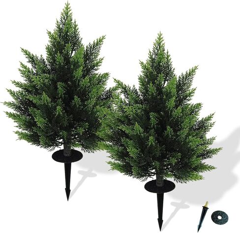 26.1inch مجموعة شجرة توبياري الاصطناعية من 2 جميل فو ، أرز الصنوبر الأشجار عيد الميلاد الأشجار الأشعة فوق البنفسجية مصنفة in Kuwait