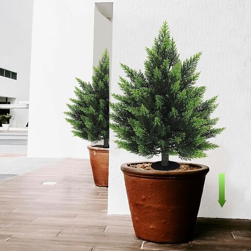 26.1inch مجموعة شجرة توبياري الاصطناعية من 2 جميل فو ، أرز الصنوبر الأشجار عيد الميلاد الأشجار الأشعة فوق البنفسجية مصنفة in Kuwait