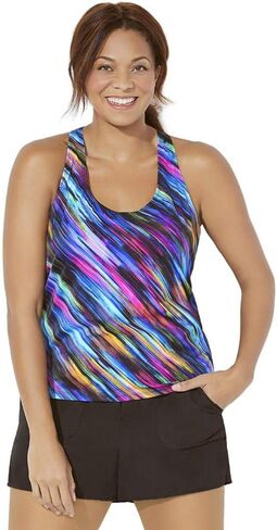 Swimsuits For All Chlorine Resistant Racerback Tankini Set with Cargo Short in Saudi Arabia