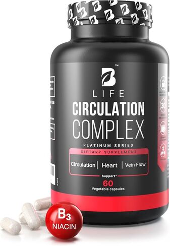 Circulation Support Supplement for Vein & Artery Health | Vascular Support with L-Arginine, Horse Chestnut & Butcher’s Broom | Promotes Healthy Leg Circulation & Vein Function | 60 Capsules in Kuwait