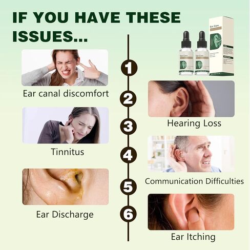 Ear Care Drops Gentle Formula 2PCS, Natural Ingredients, Relieve Tinnitus by Unblocking Secretions for Daily Ear Hygiene, Easy to Use & Portable for Men & Women in Kuwait