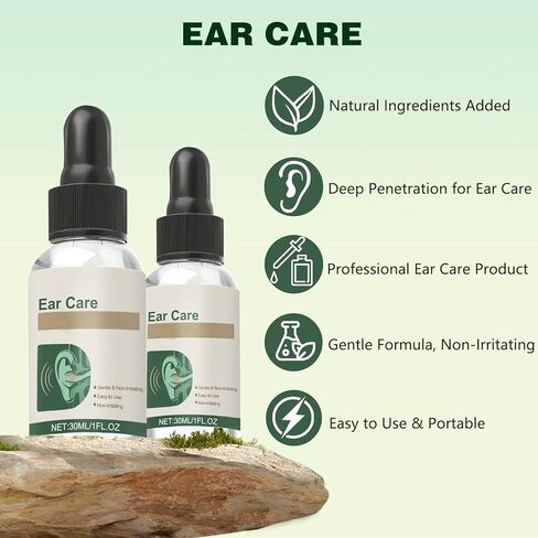 Ear Care Drops Gentle Formula 2PCS, Natural Ingredients, Relieve Tinnitus by Unblocking Secretions for Daily Ear Hygiene, Easy to Use & Portable for Men & Women in Kuwait