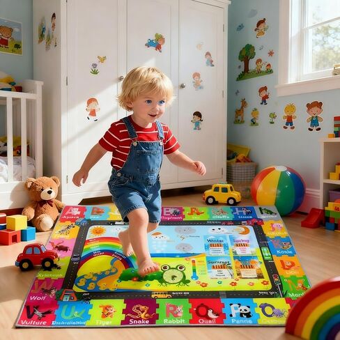حصيرة ABC للأطفال الأرضية 47 × 71 بوصة ، حصيرة أرضية أبجدية ناعمة ، سجادة التعلم التعليمية غير القابلة للانزلاق ، سجادة رسائل قابلة للغسل للرعاية النهارية والمنزل in Saudi Arabia
