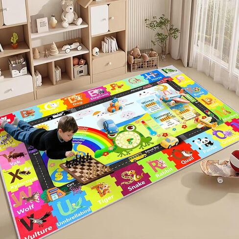 حصيرة ABC للأطفال الأرضية 47 × 71 بوصة ، حصيرة أرضية أبجدية ناعمة ، سجادة التعلم التعليمية غير القابلة للانزلاق ، سجادة رسائل قابلة للغسل للرعاية النهارية والمنزل in Saudi Arabia
